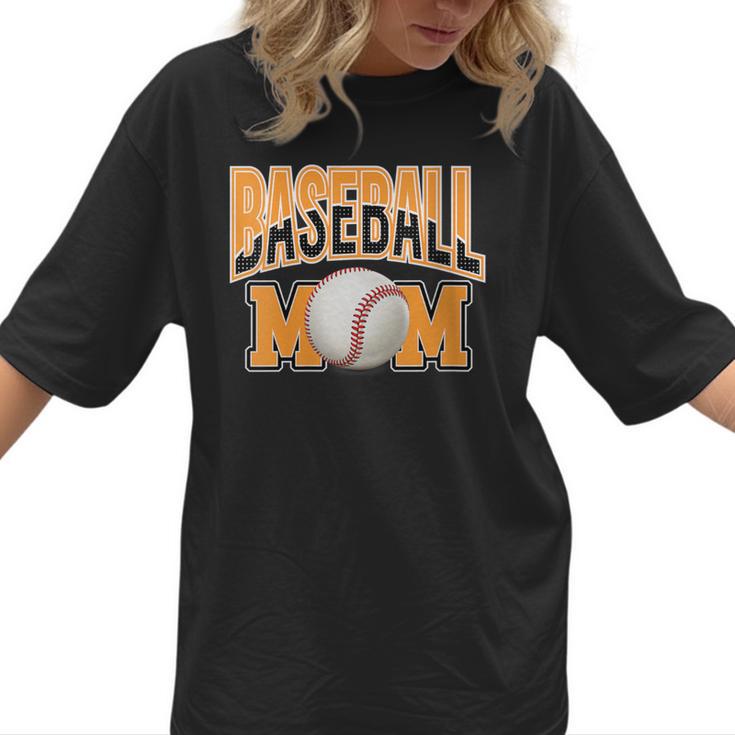 Baseball Mom Sports Orange Women T-Shirt