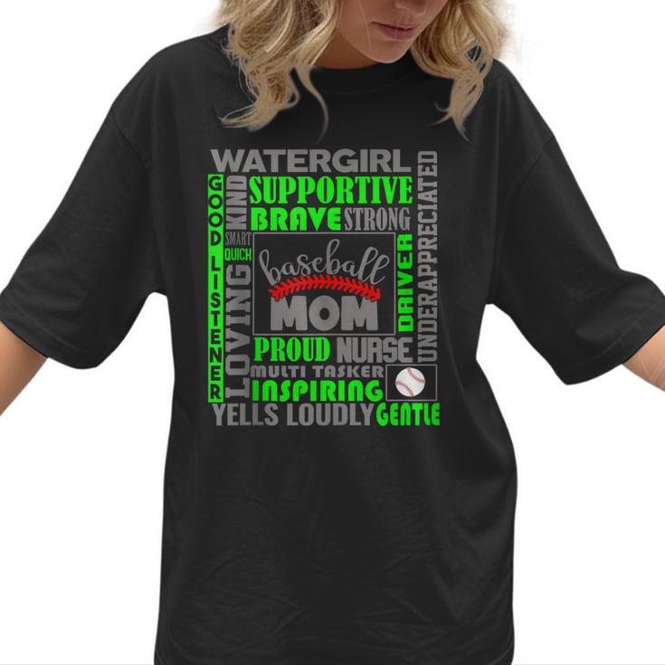 Baseball Mom Traits For Great Mothers Grey And Green Women T-Shirt 