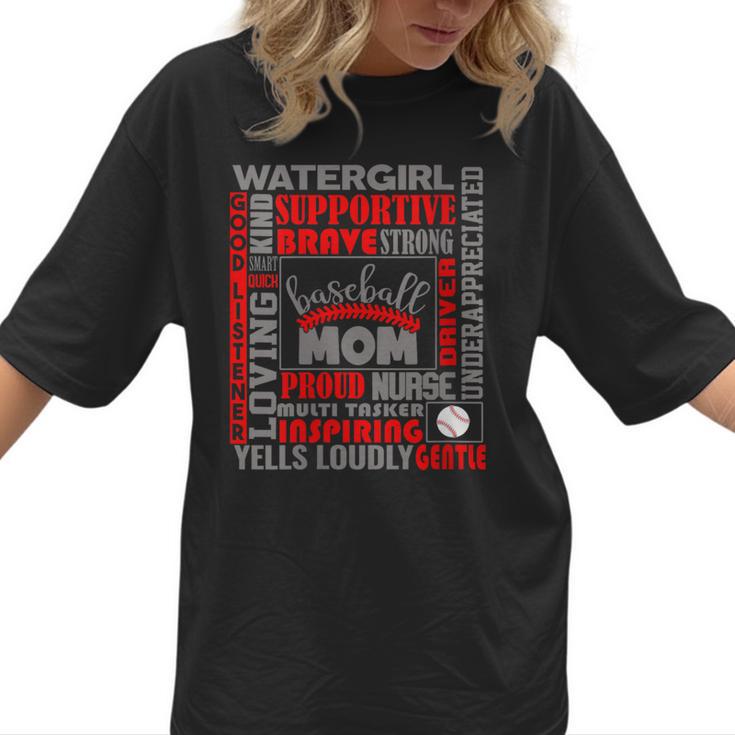 Baseball Mom Traits For Great Mothers Grey And Red Women T-Shirt