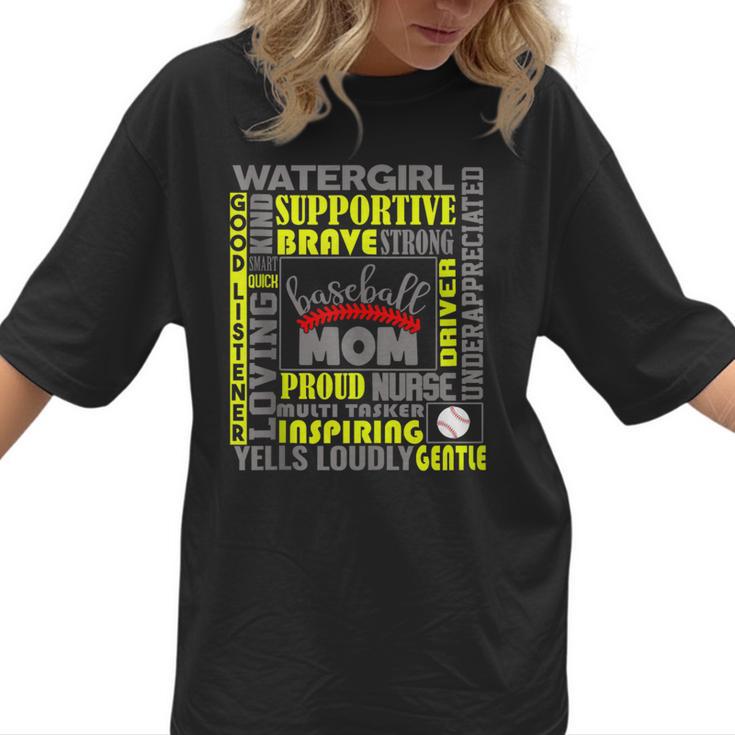 Baseball Mom Traits For Great Mothers Grey And Yellow Women T-Shirt 