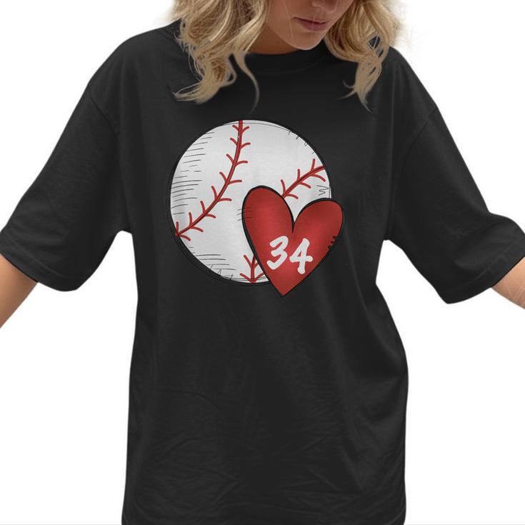 Custom Baseball Mom Number 34 Heart For Mom Mommy Women T-Shirt 