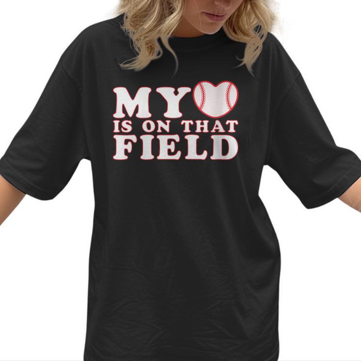 My Heart Is On That Court Baseball Mom Women T-Shirt