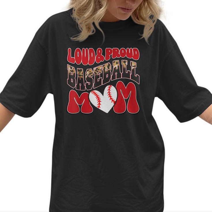Loud Proud Baseball Mom Red Team Leopard Baseball Mom Squad Women T-Shirt