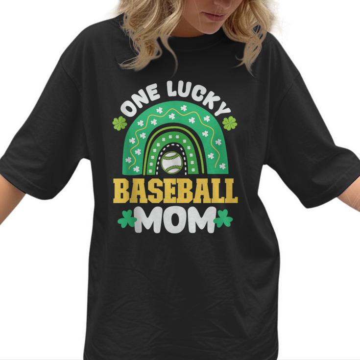 One Lucky Baseball Mom St Patricks Day Rainbow Mother Mama Women T-Shirt