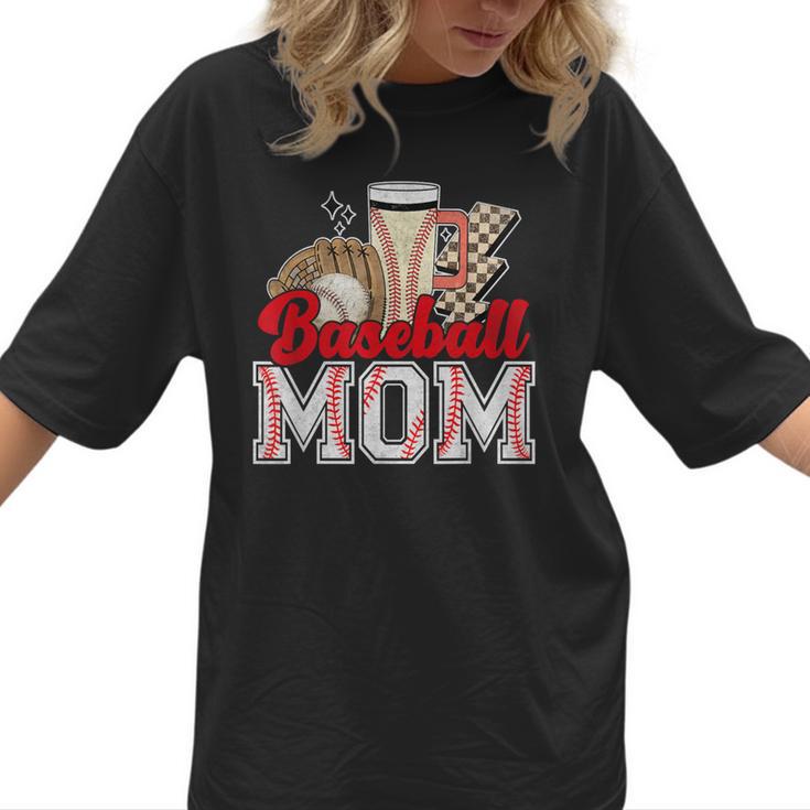 Retro Coffee Baseball Mama Mother's Day Baseball Mom Women T-Shirt 