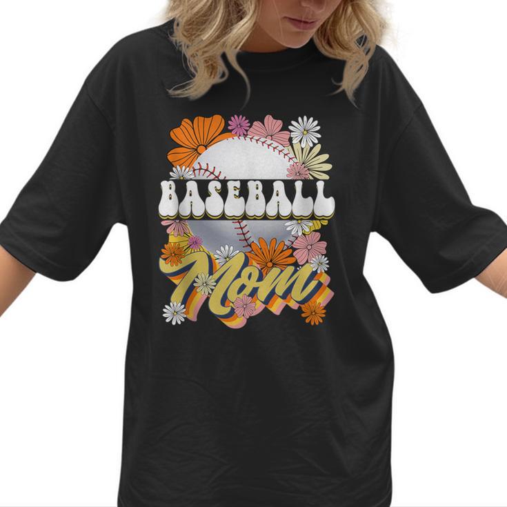 Retro Groovy Baseball Mom Family Matching Women Women T-Shirt 