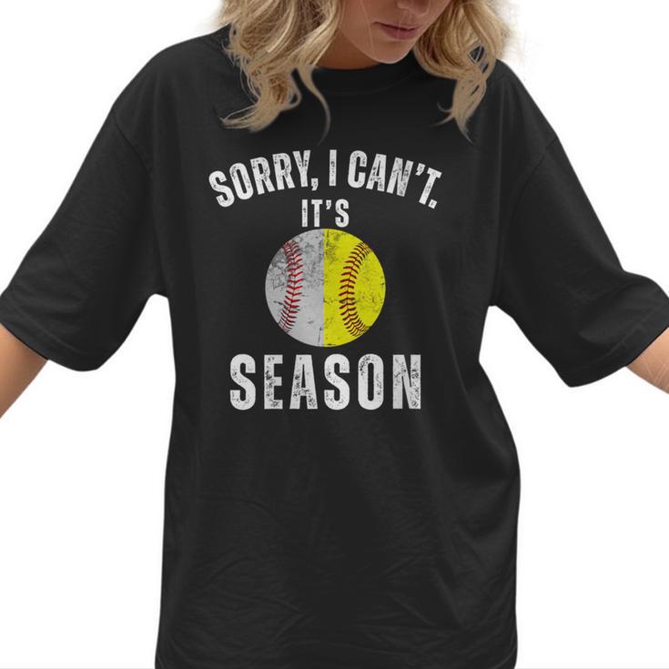 Sorry I Cant It's Season Vintage Softball Baseball Mom Women T-Shirt