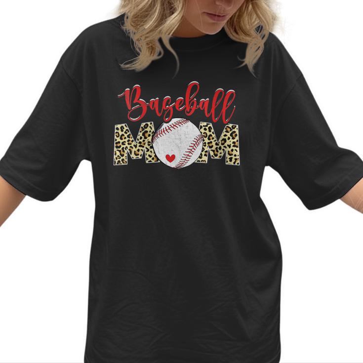 Sport Mom Leopard Mother's Day Baseball Mommy Mama Women T-Shirt