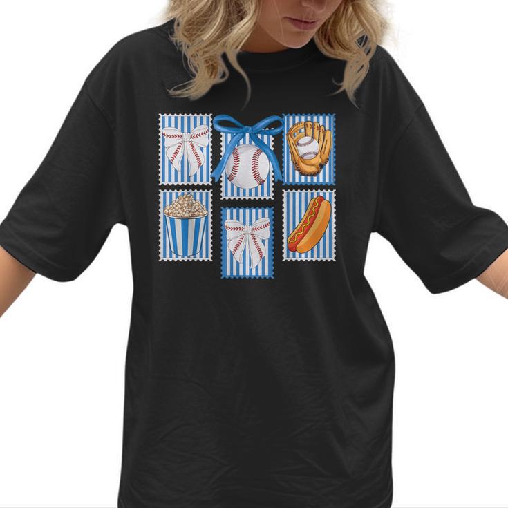 Stamps Coquette Bow Baseball Kids Youth Girls Baseball Mom Women T-Shirt