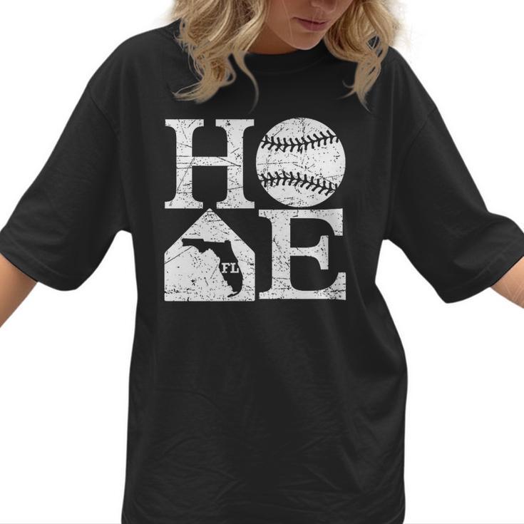 Vintage Baseball Home Florida State Outline Baseball Mom Women T-Shirt 