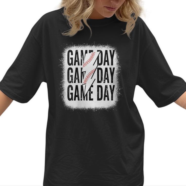Womens Baseball Mom Leopard Game Day Mother's Day Women T-Shirt 