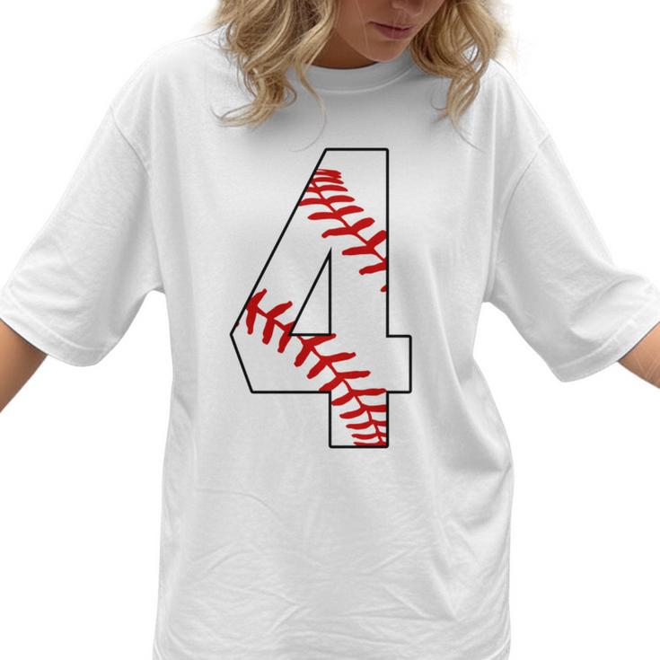 4 Laces 4th Birthday Boy Four Years Baseball Mom T-Shirt Women T-Shirt 