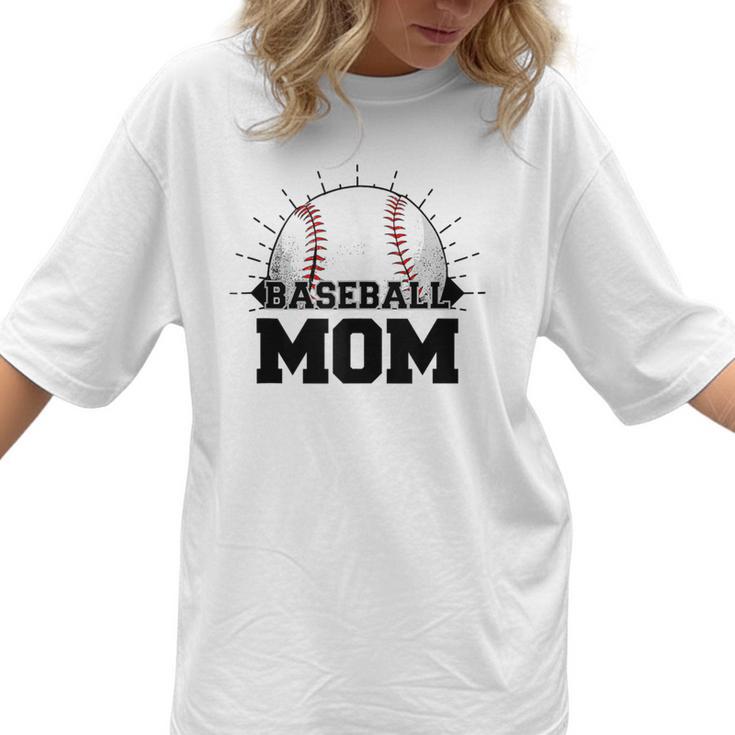 American Flag Patriotic Game Day Baseball Mom Women T-Shirt