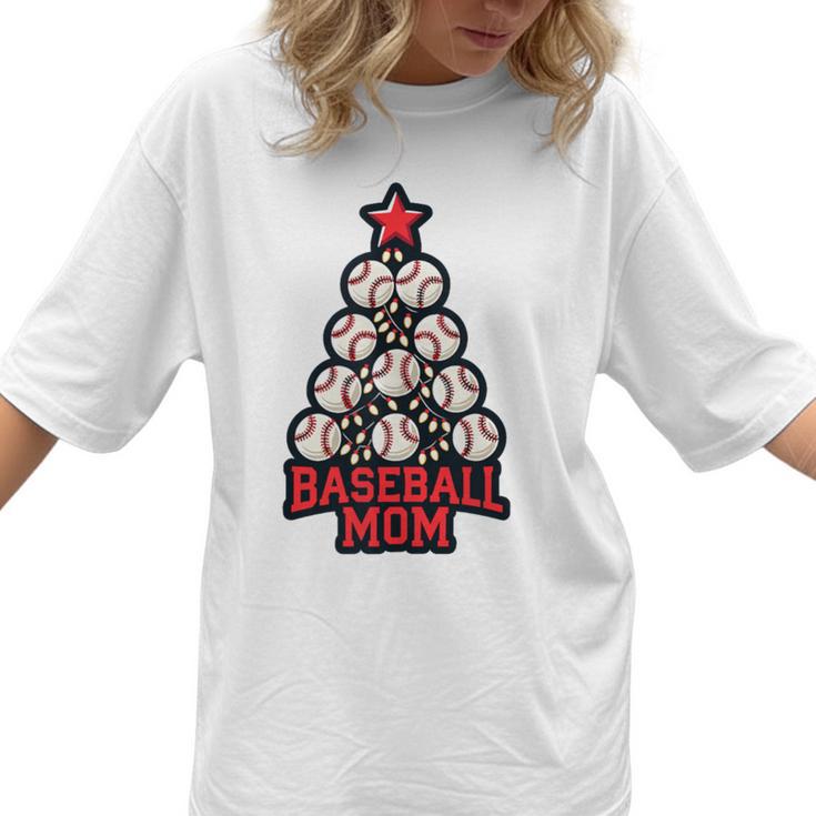 Baseball Christmas Tree Proud Baseball Mom Tee Women T-Shirt