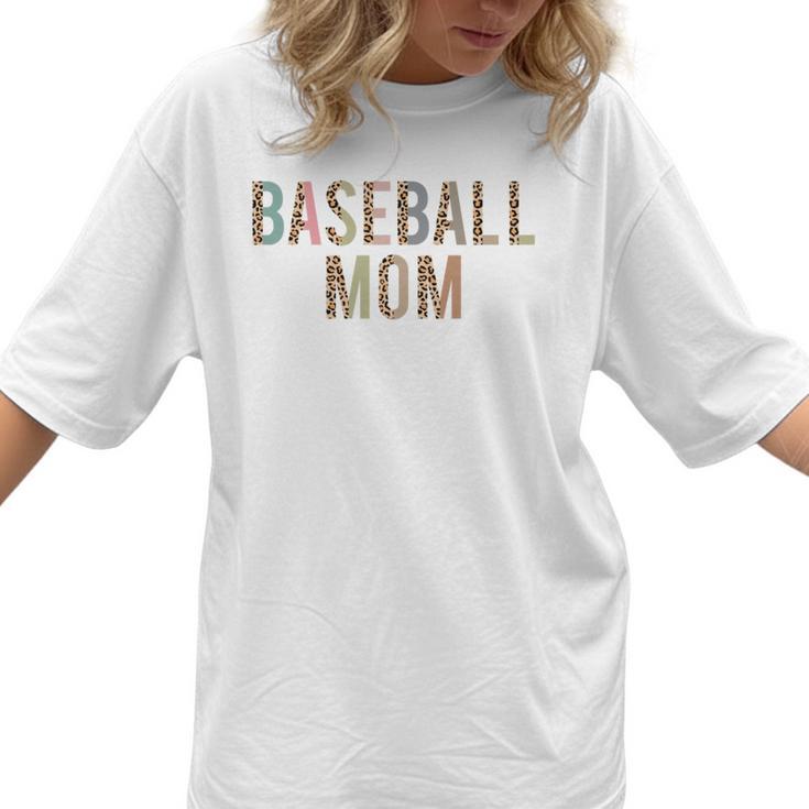 Baseball Mom Leopard Print Baseball Mother's Day Women T-Shirt 