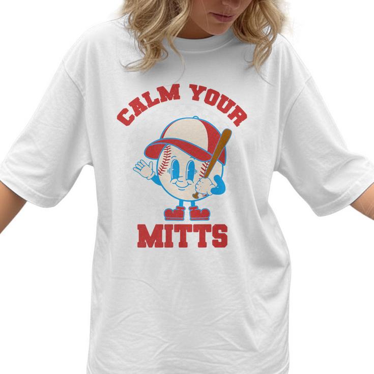 Calm Your Mitts Baseball Mom Mother's Day Softball Mom Premium Women T-Shirt
