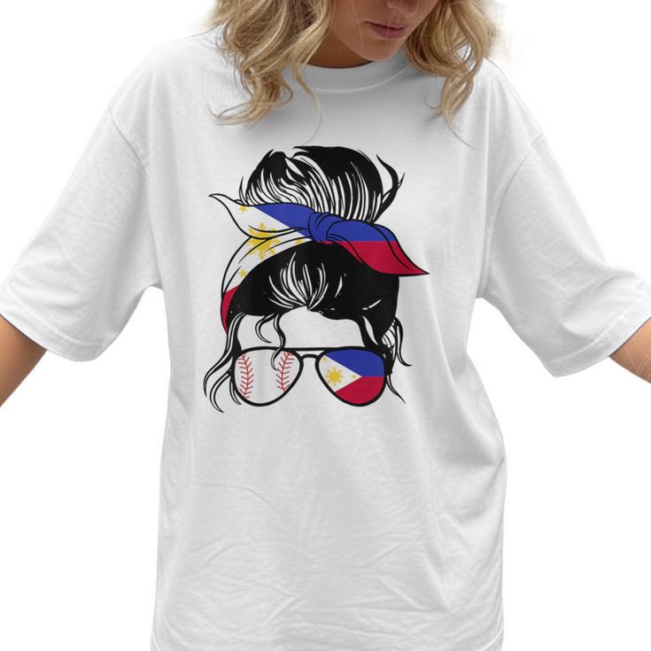 Filipina Baseball Mom Philippines Flag Baseball Girl Women T-Shirt