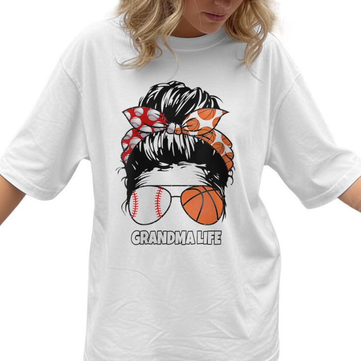 Grandma Life Basketball And Baseball Mom Funny Women T-Shirt