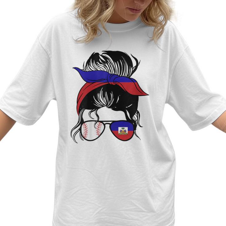 Haitian Baseball Mom Haiti Flag Baseball Girl Women T-Shirt 