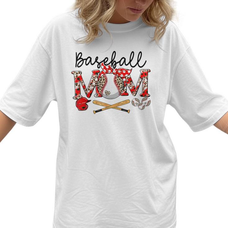 Leopard Baseball Mom Game Day Vibes Mother's Day Women T-Shirt