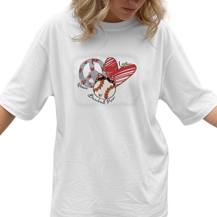 Peace Love Baseball Mom Mommy  Premium Women T-Shirt 