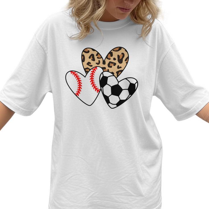 Soccer Baseball Heart Soccer Baseball Mom Women T-Shirt