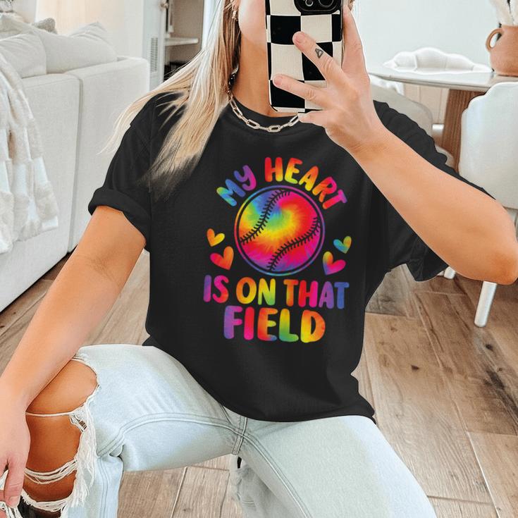 My Heart Is On That Field Cute Baseball Mom Women Women T-Shirt
