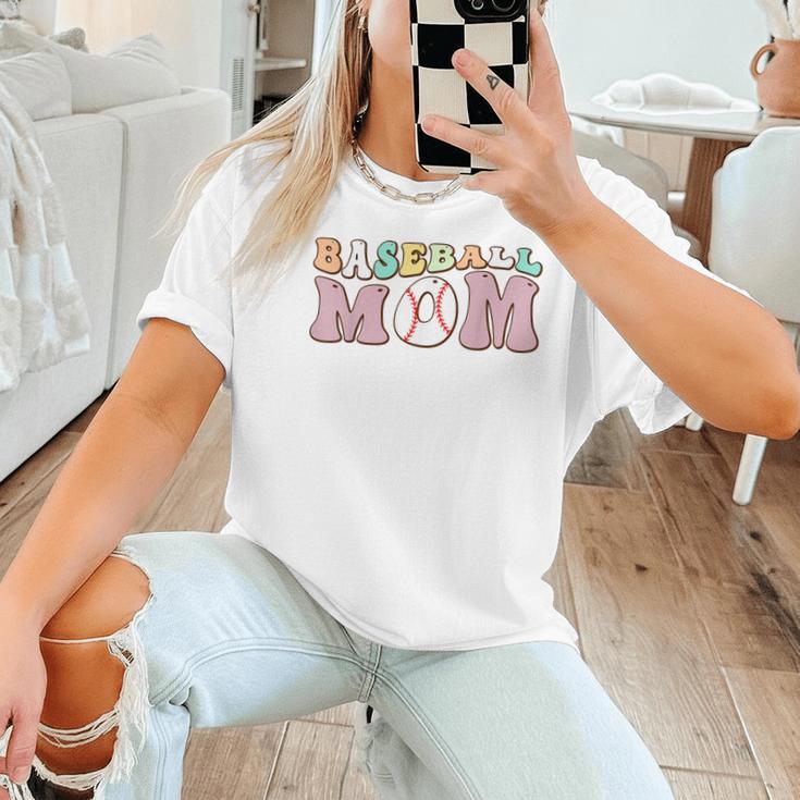 Baseball Mom Groovy Game Day Women T-Shirt