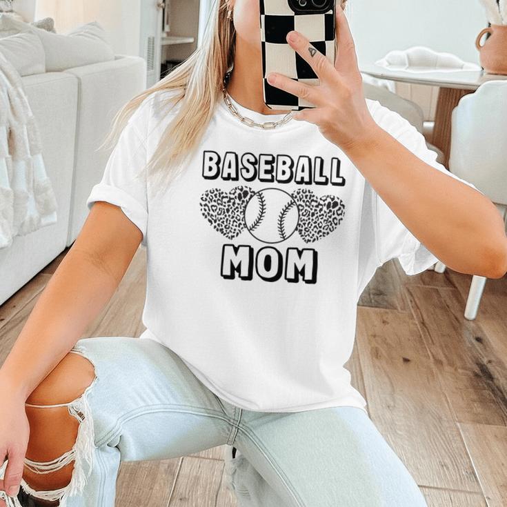 Baseball Mom Leopard Heart Game Day Women T-Shirt