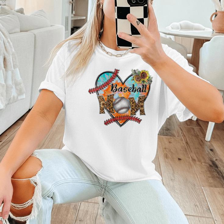 Baseball Mom Valentine Leopard Heart Softball Mother's Day Women T-Shirt Baseball Mom Valentine Leopard Heart Softball Mother's Day Women T-Shirt
