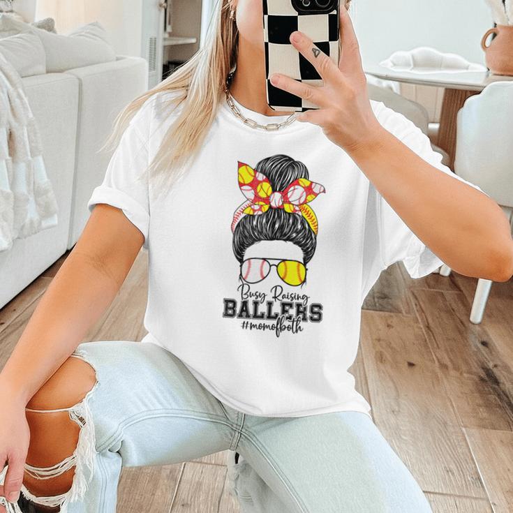 Busy Raising Ballers Softball Messy Bun Baseball Mom Women T-Shirt Busy Raising Ballers Softball Messy Bun Baseball Mom Women T-Shirt