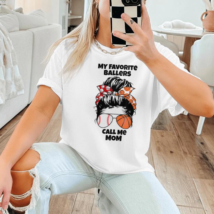 My Favorite Ballers Call Me Mom Basketball Mom Baseball Mom Women T-Shirt
