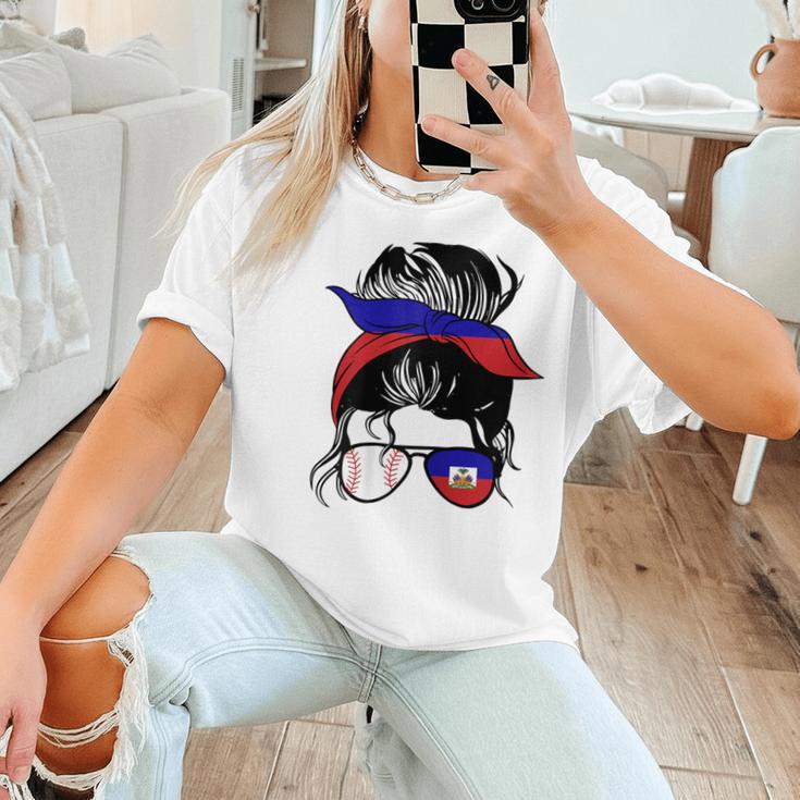 Haitian Baseball Mom Haiti Flag Baseball Girl Women T-Shirt Haitian Baseball Mom Haiti Flag Baseball Girl Women T-Shirt