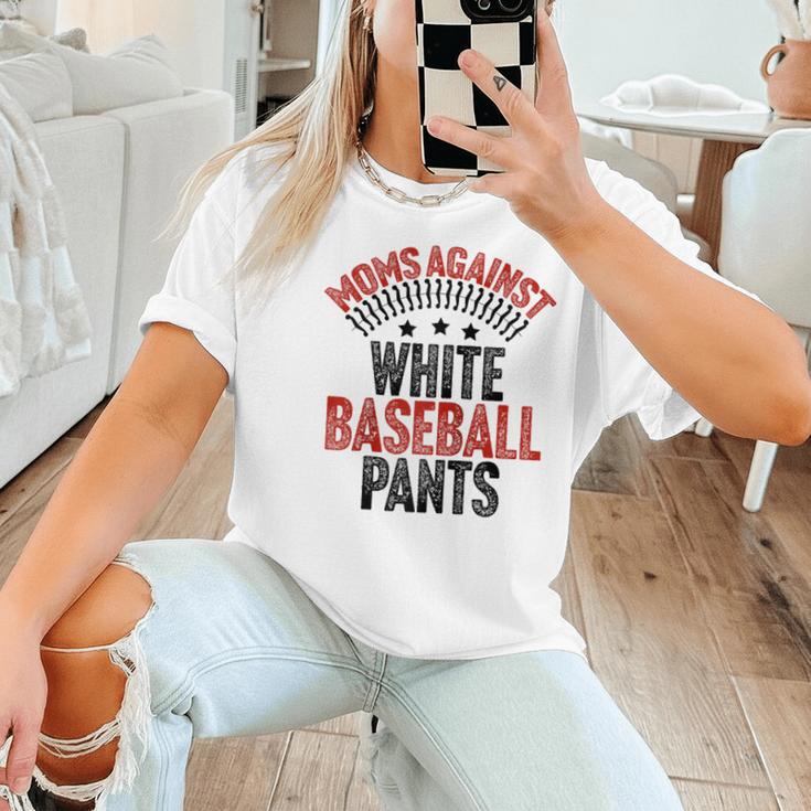 Moms Against Baseball Pants Season Baseball Mom Raglan Baseball Tee Women T-Shirt