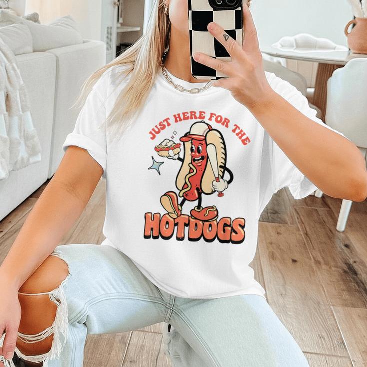 Retro Just Here For The Hotdogs Baseball Mom Sport Lover Women T-Shirt Retro Just Here For The Hotdogs Baseball Mom Sport Lover Women T-Shirt
