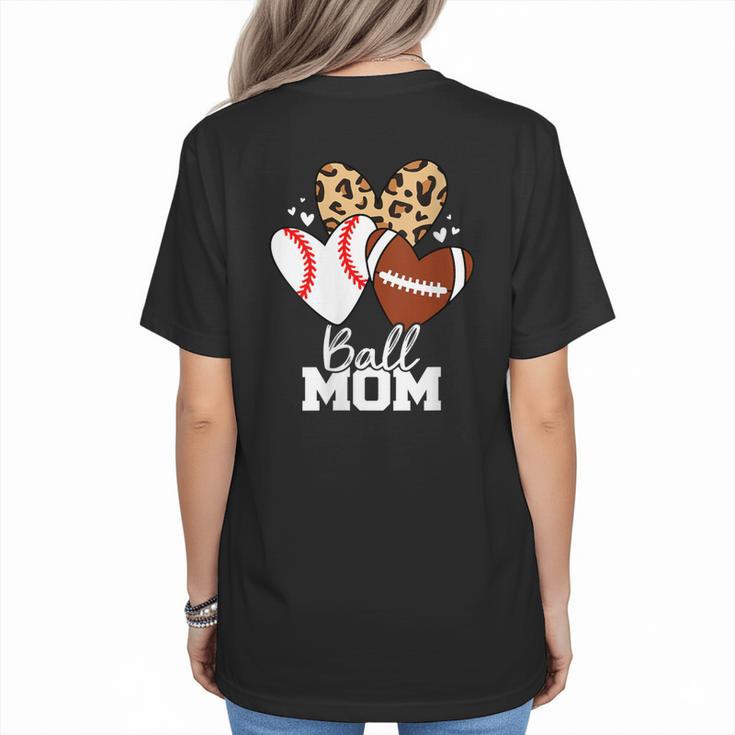 Ball Mom Football Baseball Mom Heart Women's T-Shirt Back Print
