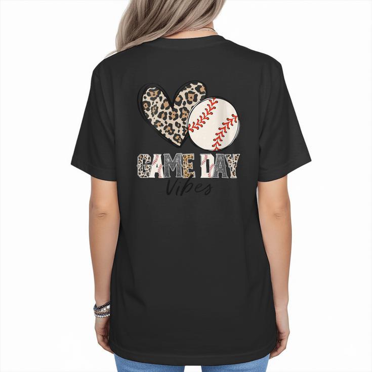 Baseball Game Day Vibes Baseball Mom Mama Leopard Cute Women's T-Shirt Back Print