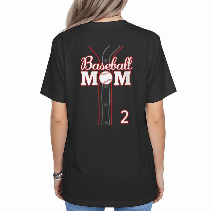Baseball Mom 2 Number 2 Jersey Team Numbered Jersey Women's T-Shirt Back Print