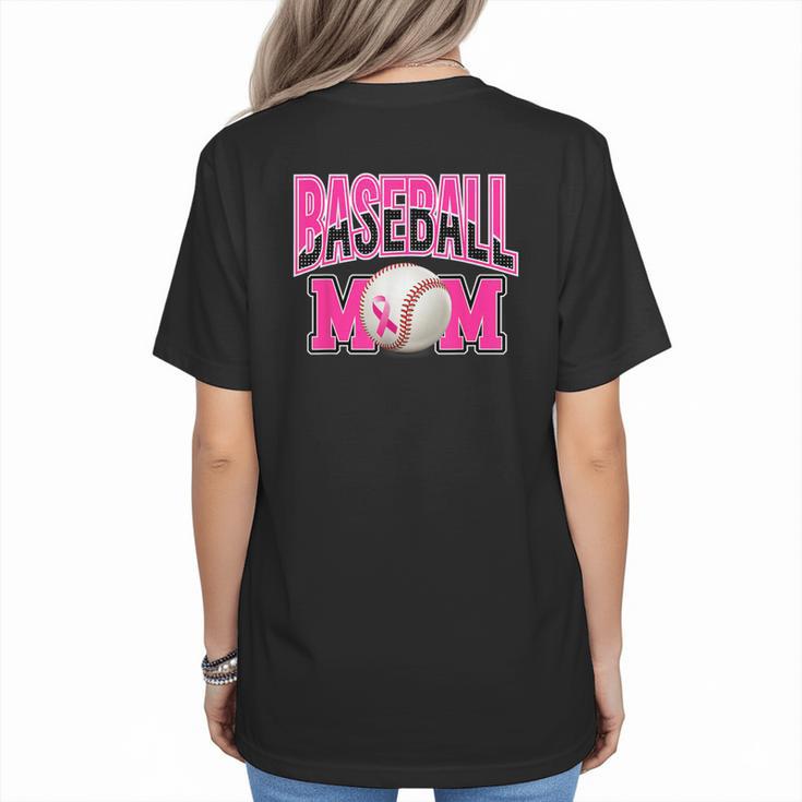 BASEBALL MOM BREAST CANCER RIBBON PINK SPORTS MOM Women's T-Shirt Back Print