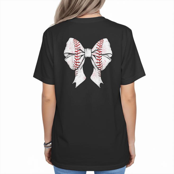 Baseball Mom Coquette Bow Mother's Day Baseball Mom Tees Women's T-Shirt Back Print