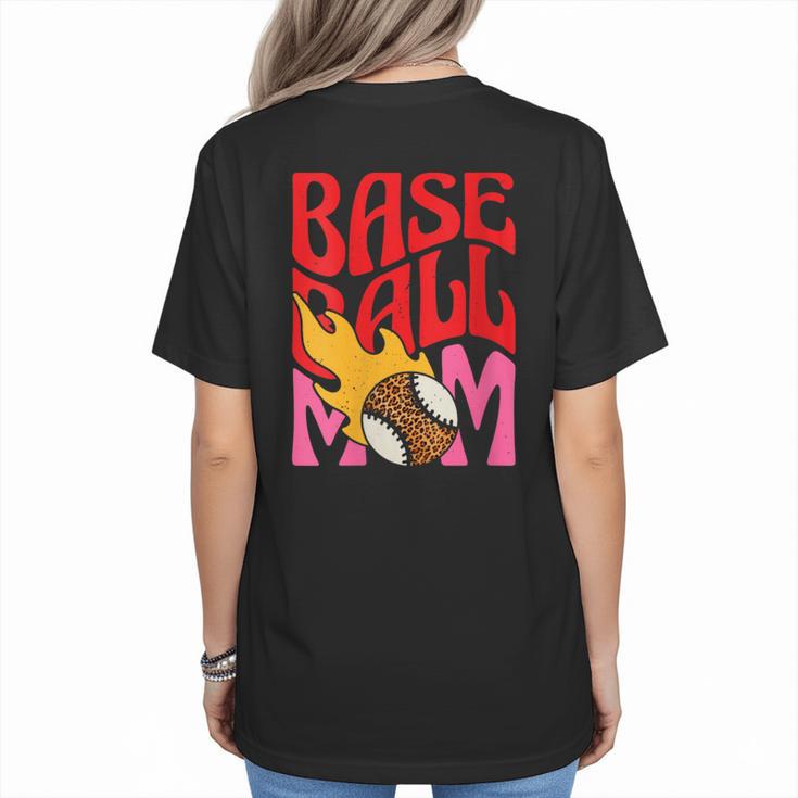 Baseball Mom Game Day Trendy Pink Leopard Mama Women's T-Shirt Back Print