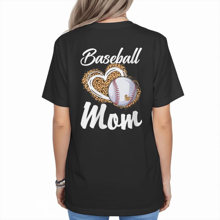 Baseball Mom Grandma Leopard Baseball Lover Fan Women's T-Shirt Back Print