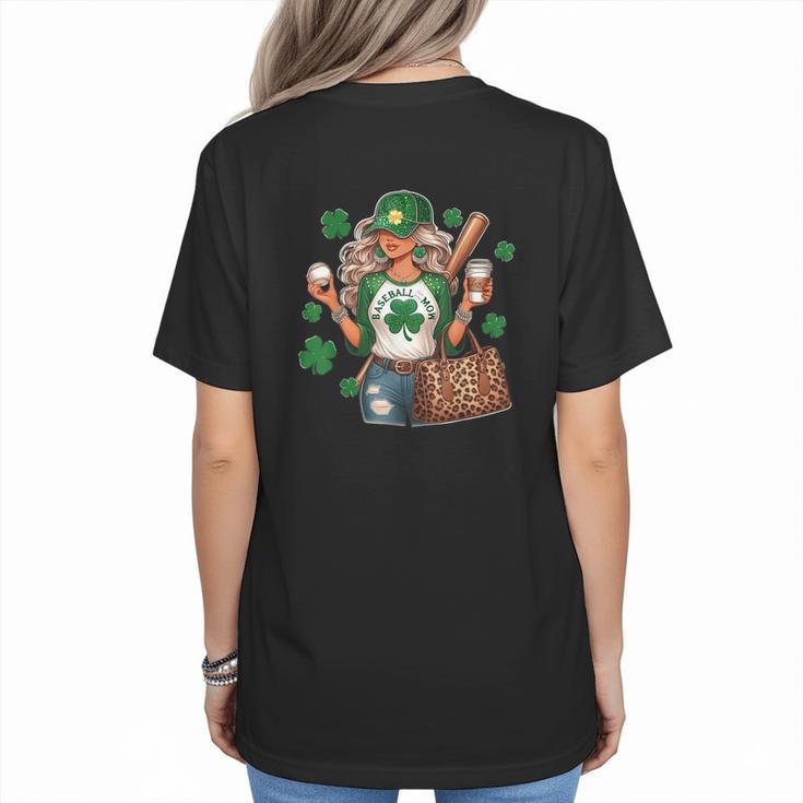 Baseball Mom Green Shamrock St Patrick Day Women Women's T-Shirt Back Print