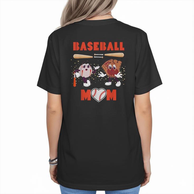Baseball Mom Heart Baseball Mama Mother's Day Women's T-Shirt Back Print