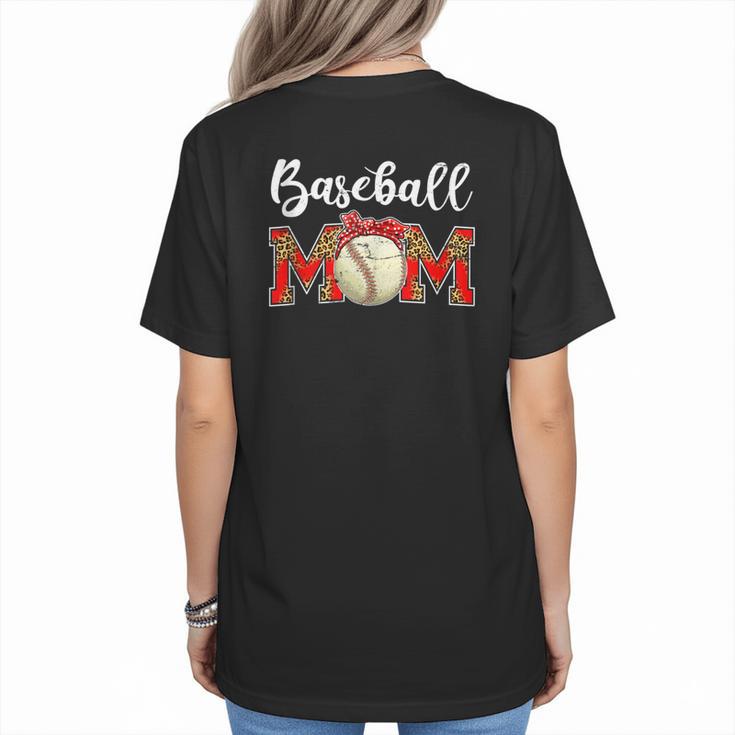 Baseball Mom Leopard Game Day Mom Life Mother's Day Women's T-Shirt Back Print