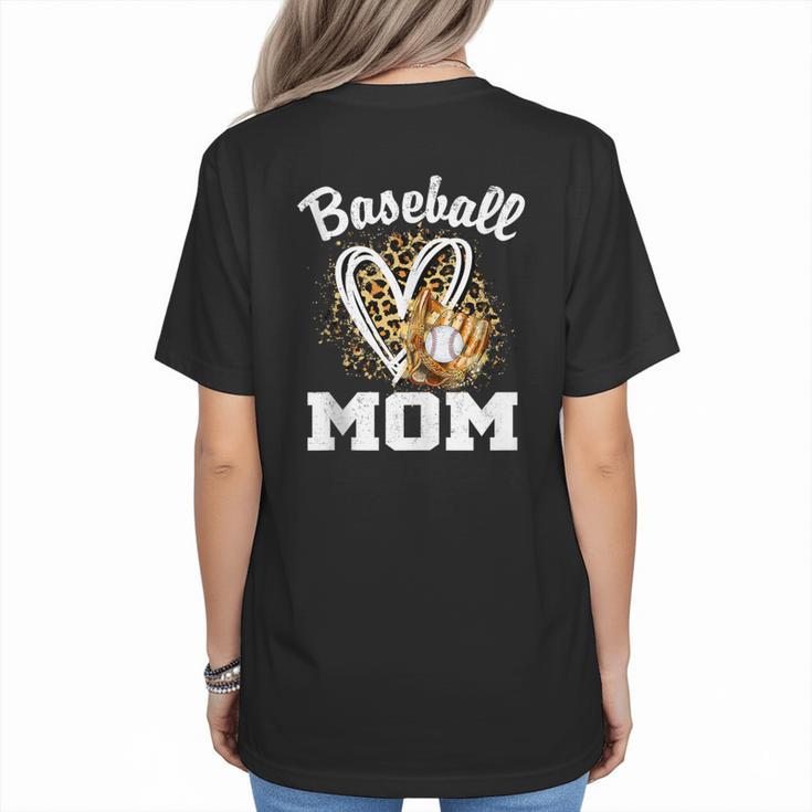 Baseball Mom Leopard Heart Matching Family Women's T-Shirt Back Print