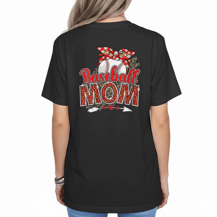 Baseball Mom Mama Mother's Day Leopard Sport Mom Mama Women's T-Shirt Back Print
