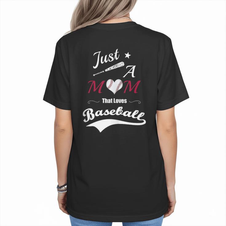 Baseball Mom Sayings Just A Mom That Loves Baseball Women's T-Shirt Back Print