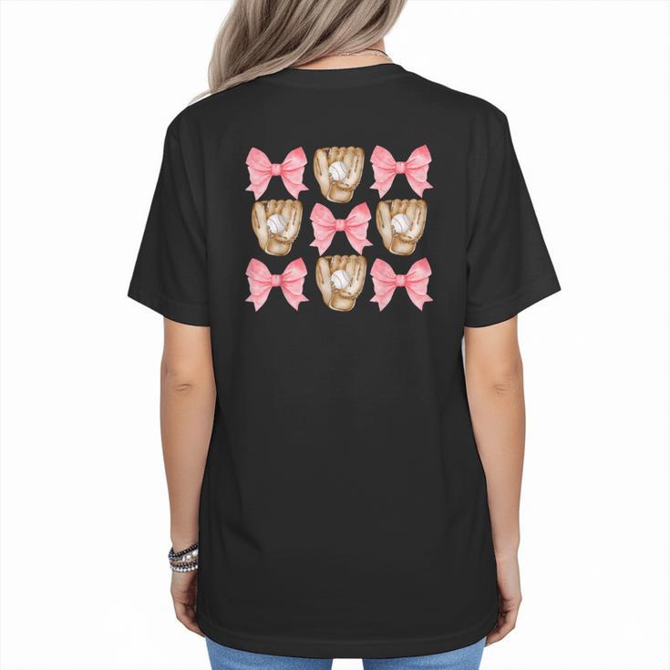 Baseball Mom Sister Tween Teen Girl Girly Pink Bow Preppy Women's T-Shirt Back Print