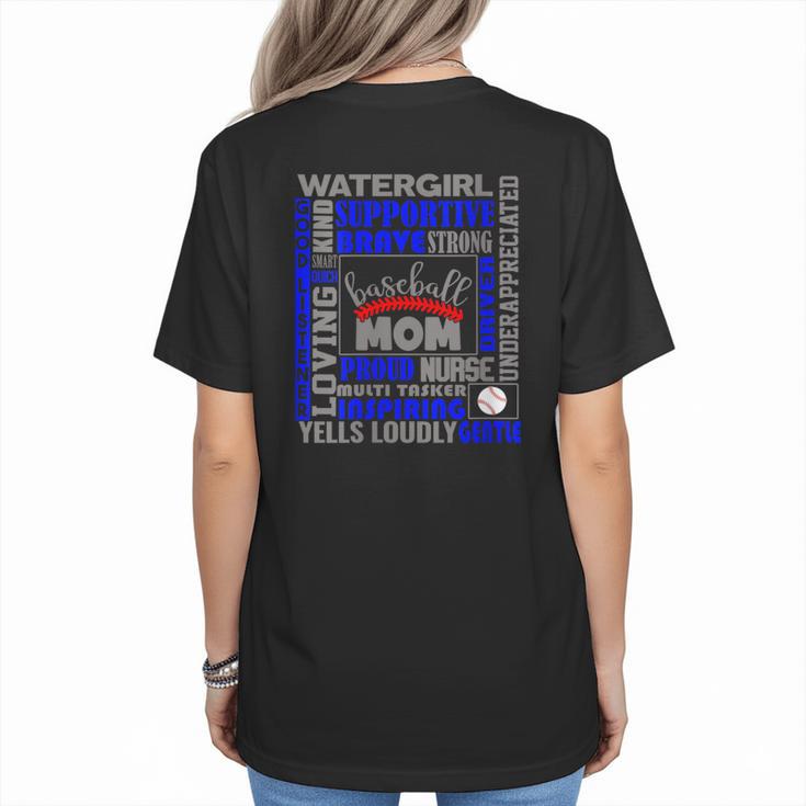 Baseball Mom Traits For Great Mothers Grey And Blue Women's T-Shirt Back Print